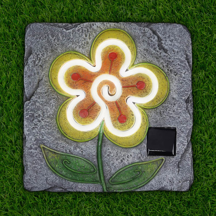 Solar Yellow Flower Stepping Stone, 10 Inch