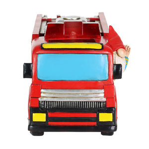 Solar Fire Truck Driving Gnome Garden Statue, 11.5 by 6.5 Inches | Shop Garden Decor by Exhart