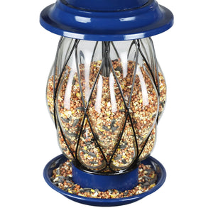 Blue Metal Wire and Glass Bird Feeder, 6.5 by 13.5 Inches | Shop Garden Decor by Exhart