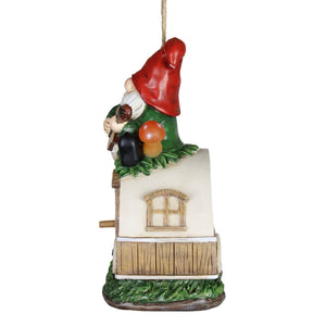 Solar Guitar Gnome on a Camper Hanging Bird House, 7.5 by 9 inches | Shop Garden Decor by Exhart