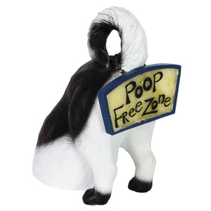 Solar Poop Free Zone Black and White Dog Statue, 10 Inch | Shop Garden Decor by Exhart