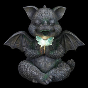 Solar Praying Dragon Garden Statue with LED Butterfly, 11 by 10 Inches | Shop Garden Decor by Exhart