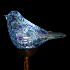 Solar Pearlized Hand Blown Glass Bird Garden Stake in Teal, 6 by 31 Inches | Shop Garden Decor by Exhart