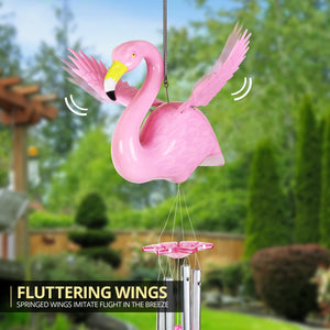 Large WindyWings Pink Flamingo Wind Chime, 13 by 24 Inches | Shop Garden Decor by Exhart