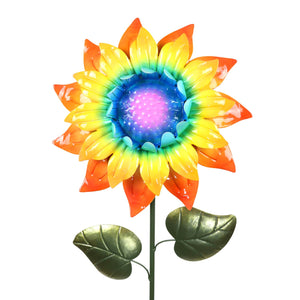 Rainbow Colored Sunflower Bouncing Metal Garden Stake, 11.5 x 5.5 x 40 Inches | Shop Garden Decor by Exhart
