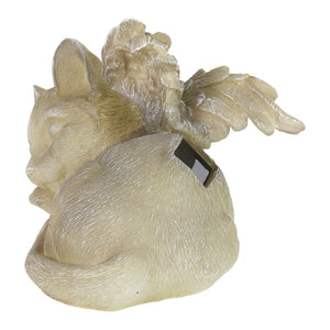 Solar Sleeping Cat Angel Memorial Statue, 12 by 6.5 Inches | Shop Garden Decor by Exhart