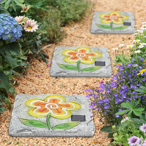 Solar Yellow Flower Stepping Stone, 10 Inch | Shop Garden Decor by Exhart