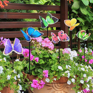 Solar Fiber Optic Butterfly Garden Stake Six Piece Set, 5 by 26 Inches | Shop Garden Decor by Exhart
