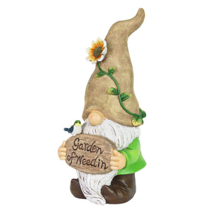 Gnome with "Garden of Weedin" Sign and Can't See Hat Statuary, 6.5 by 13.5 Inches | Shop Garden Decor by Exhart