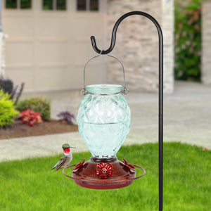 Hanging Green Glass Hummingbird Feeder with Bronze Metal Base, 6.5 x 6.5 x 7.5 Inches | Shop Garden Decor by Exhart