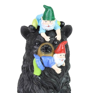 Bear Garden Statue with Gnomes, Hand Painted, UV-Treated Resin, 6.5 x 12 Inches | Shop Garden Decor by Exhart