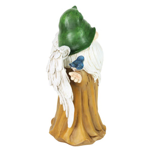 Angel Garden Gnome Statue with Wings, Birds, and Tree Trunk Body, 9 x 4.5 x 9.5 Inches | Shop Garden Decor by Exhart