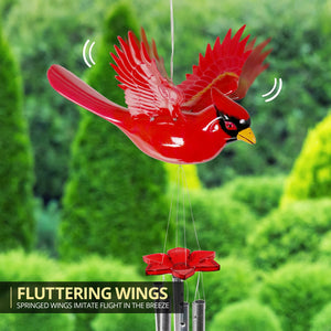 Solar WindyWings Red Cardinal Wind Chime, 10 by 9 Inches | Shop Garden Decor by Exhart