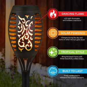 Set of 4 Solar Dancing Flame Torch Garden Stakes- Small, 3 inches by 20 Inches | Shop Garden Decor by Exhart