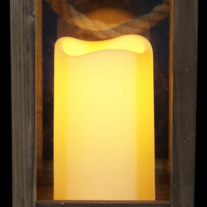 Solar Wood and Glass Lantern w/LED Candle, 5"x5"x11" | Shop Garden Decor by Exhart