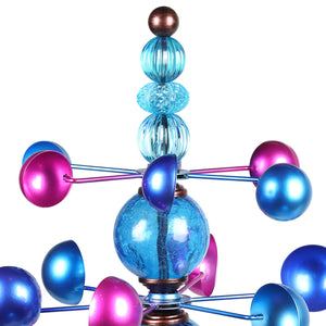 Three Tier Wind Spinner Garden Stake with Glass Crackle Balls in Blue, 14 by 48 Inches | Shop Garden Decor by Exhart