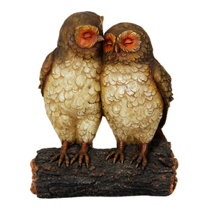 Solar Snuggling Owls on Stump Hand Painted Garden Statue,  4 by 9 inches | Shop Garden Decor by Exhart