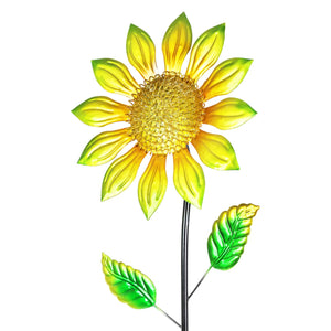 Shimmering Yellow Metal Flower Garden Stake, 9 by 36 Inches | Shop Garden Decor by Exhart