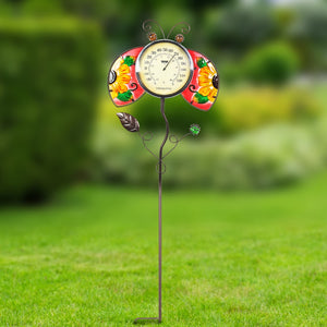 Hand Painted Glass and Metal Ladybug Thermometer Stake, 13 by 36 Inches | Shop Garden Decor by Exhart