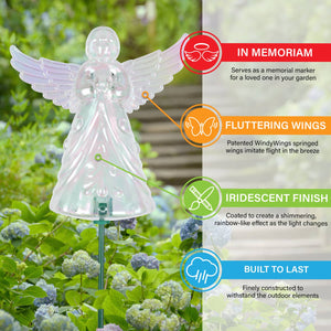 2 Piece Clear Angel WindyWing Garden Stakes, 4.5 by 30 Inches | Shop Garden Decor by Exhart