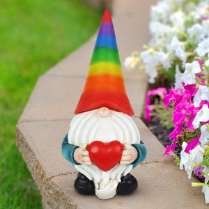 Solar Rainbow Hat Garden Gnome Statue, 6 by 12.5 Inches | Shop Garden Decor by Exhart