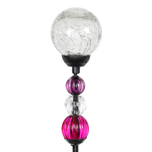 Solar Crackle Glass Ball Garden Stake with Six LED lights and Bead Details, 4 by 30 Inches | Shop Garden Decor by Exhart