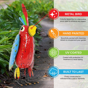 Colorful Metal Garden Bird Statue, 19 Inch | Shop Garden Decor by Exhart