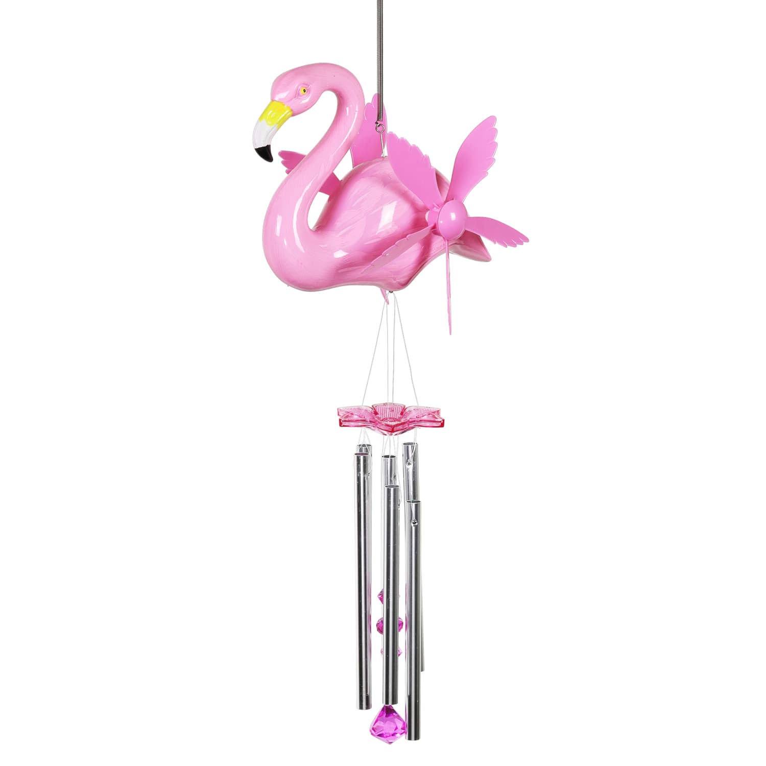 Large WindyWings Whirligig Pink Flamingo Spinning Wind Chime