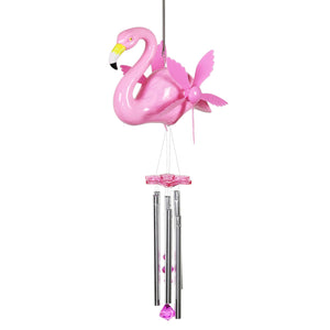 Large WindyWings Whirligig Pink Flamingo Spinning Wind Chime, 11 by 24 Inch | Shop Garden Decor by Exhart