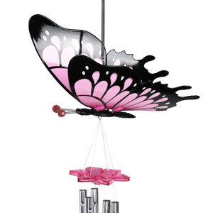Large WindyWings Butterfly Wind Chime in Pink, 11 by 24 Inches | Shop Garden Decor by Exhart