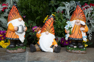 Solar Hand Painted Monarch Butterfly Hat Gnome Garden Statuary, 6 by 9 Inches | Shop Garden Decor by Exhart