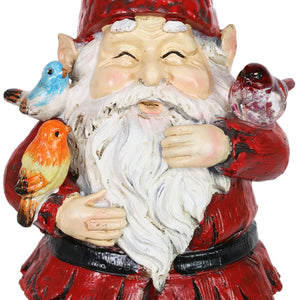 Solar Bird Whispering Waldo Gnome Statue with LED Birds, 11.75 Inch | Shop Garden Decor by Exhart