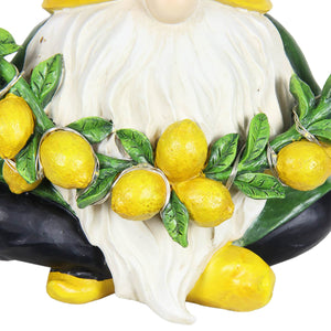 Solar Garden Gnome Statue with LED Ladybug and Lemon Garland, 7.5 by 9.5 inches | Shop Garden Decor by Exhart