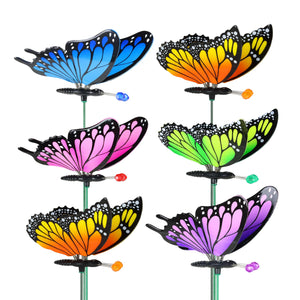 6 Piece 4" WindyWings Butterfly Plant Stake Assortment, 6 x 4.5 x 16 Inches | Shop Garden Decor by Exhart