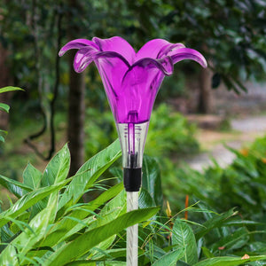 Solar Plastic Lily Garden Stake in Purple, 4 by 35 Inches | Shop Garden Decor by Exhart