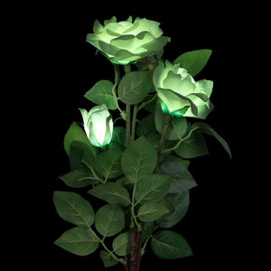 Solar White Rose Bunch Fabric Garden Stake with Color Changing LED lights, 12 by 32 Inches | Shop Garden Decor by Exhart
