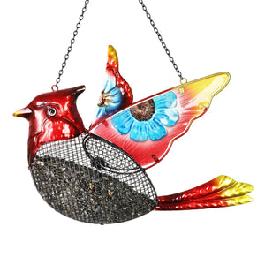 Cardinal Bird Feeder With Metal Mesh Seed Basket, 15 by 18 Inches | Shop Garden Decor by Exhart