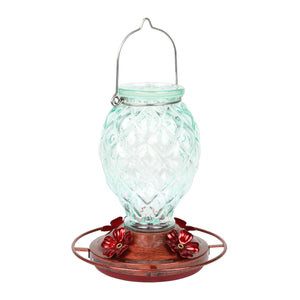 Hanging Green Glass Hummingbird Feeder with Bronze Metal Base, 6.5 x 6.5 x 7.5 Inches | Shop Garden Decor by Exhart