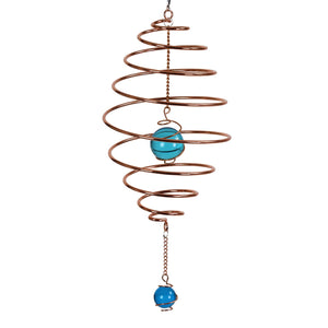 2 Piece Copper and Silver Metal Spinning Spiral with Crystal Accents Hanging Decor, 15.5 Inches | Shop Garden Decor by Exhart