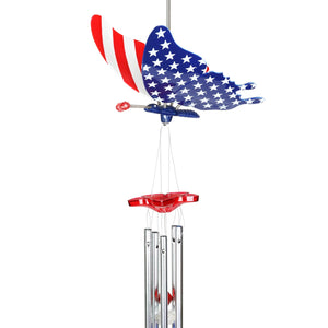 WindyWing Patriotic Butterfly Wind Chime, 8 by 18 Inches | Shop Garden Decor by Exhart