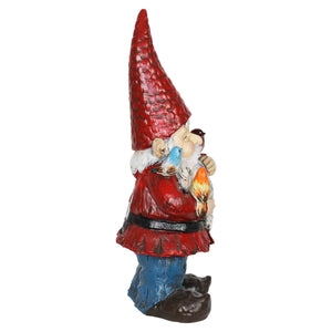 Solar Bird Whispering Waldo Gnome Statue with LED Birds, 11.75 Inch | Shop Garden Decor by Exhart