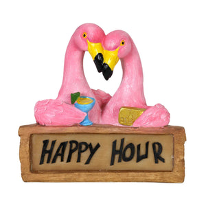 Solar Happy Hour Flamingos Sign, 10 Inch | Shop Garden Decor by Exhart