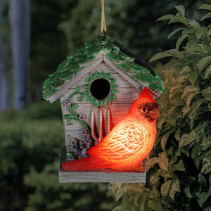 Solar Cardinal Hanging Bird House, 6 by 8 Inches | Shop Garden Decor by Exhart