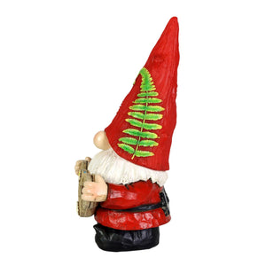 Solar Hand Painted Red Hat with Vines Garden Gnome Statue with Welcome Log, 6.5 by 12 Inches | Shop Garden Decor by Exhart