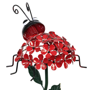 Solar Lucky Lady Bug of Flowers with Twenty-One LED Lights Garden Stake, 8 by 26 Inches | Shop Garden Decor by Exhart