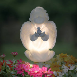 Solar Child Angel Garden Stake in Resin, 5 by 30 Inches | Shop Garden Decor by Exhart