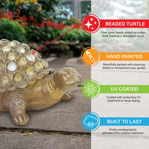 Turtle with Clear Accent Beads Garden Statue, 5 by 12 Inch | Shop Garden Decor by Exhart