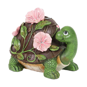 Solar Turtle with Pink Flowers Garden Statue, 8 inch | Shop Garden Decor by Exhart