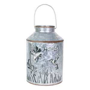 Solar Stamped Metal Hummingbird and Flower Design Lantern Reads Home, 11.5 Inch | Shop Garden Decor by Exhart