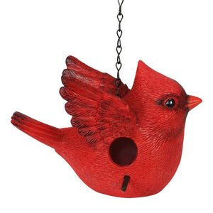 Red Cardinal Hand Painted Bird House, 9 by 6 Inches | Shop Garden Decor by Exhart